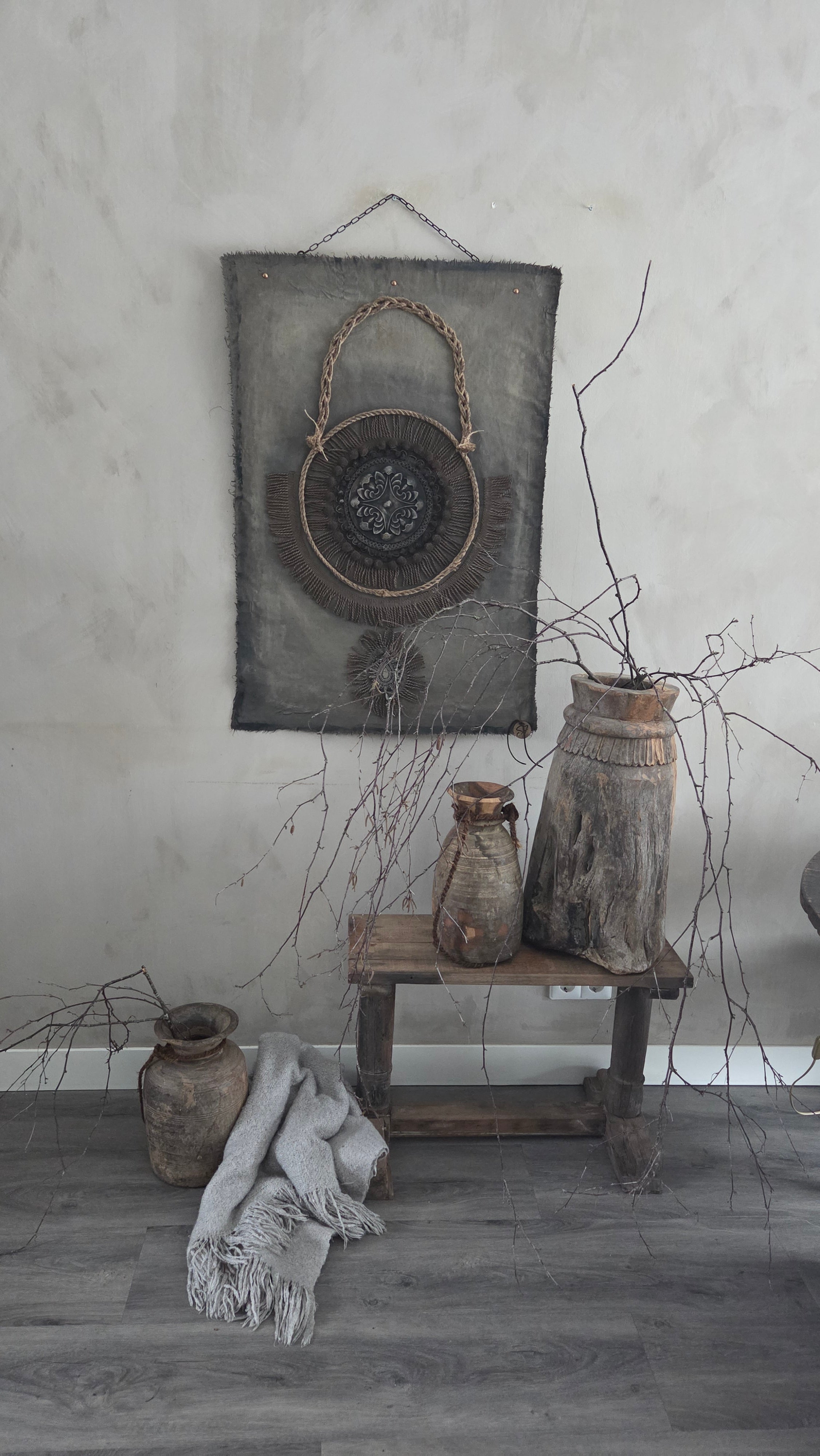 Wanddoek met 3d ornament 01