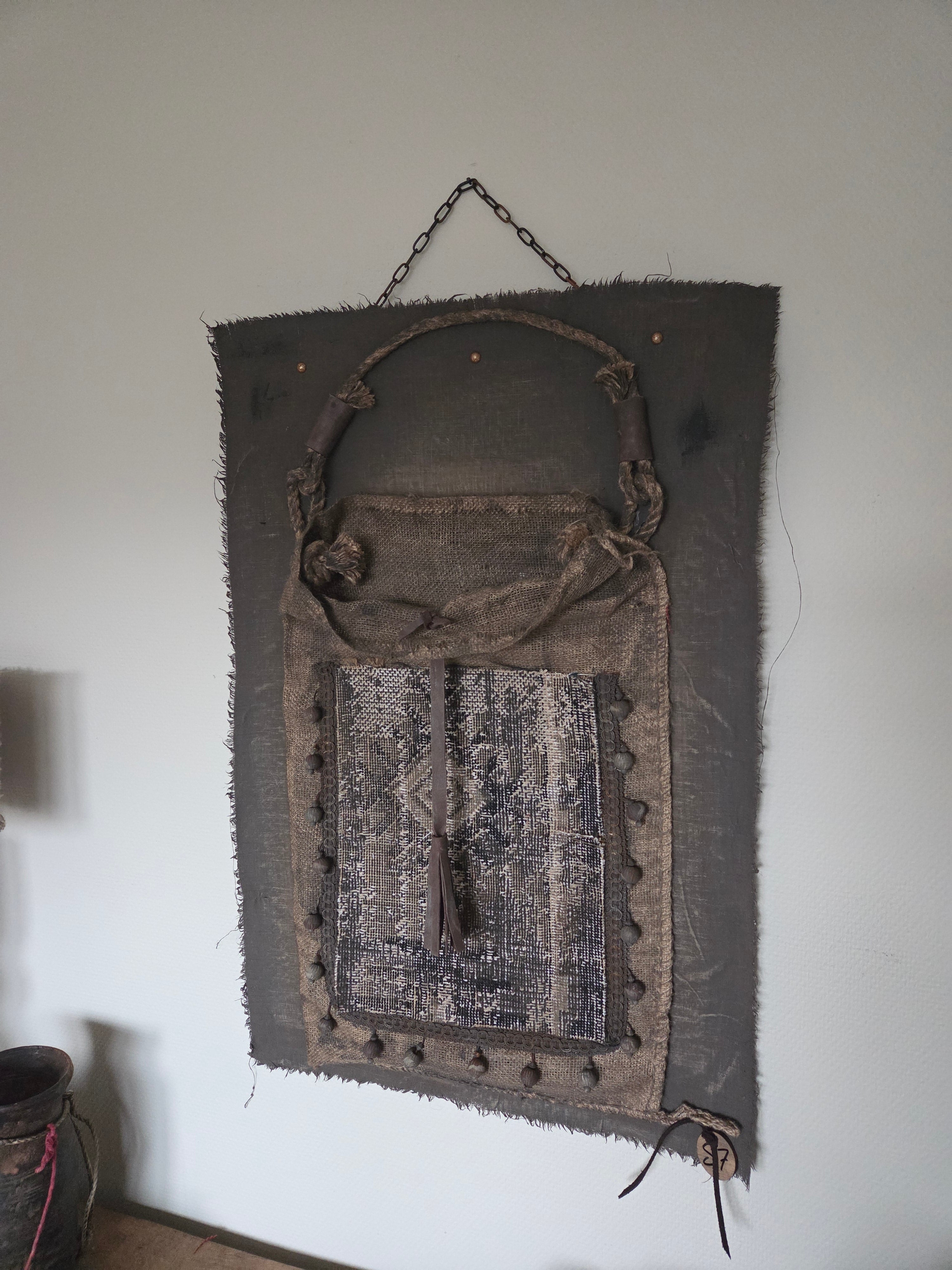 Wanddoek jute tas met kelim 06