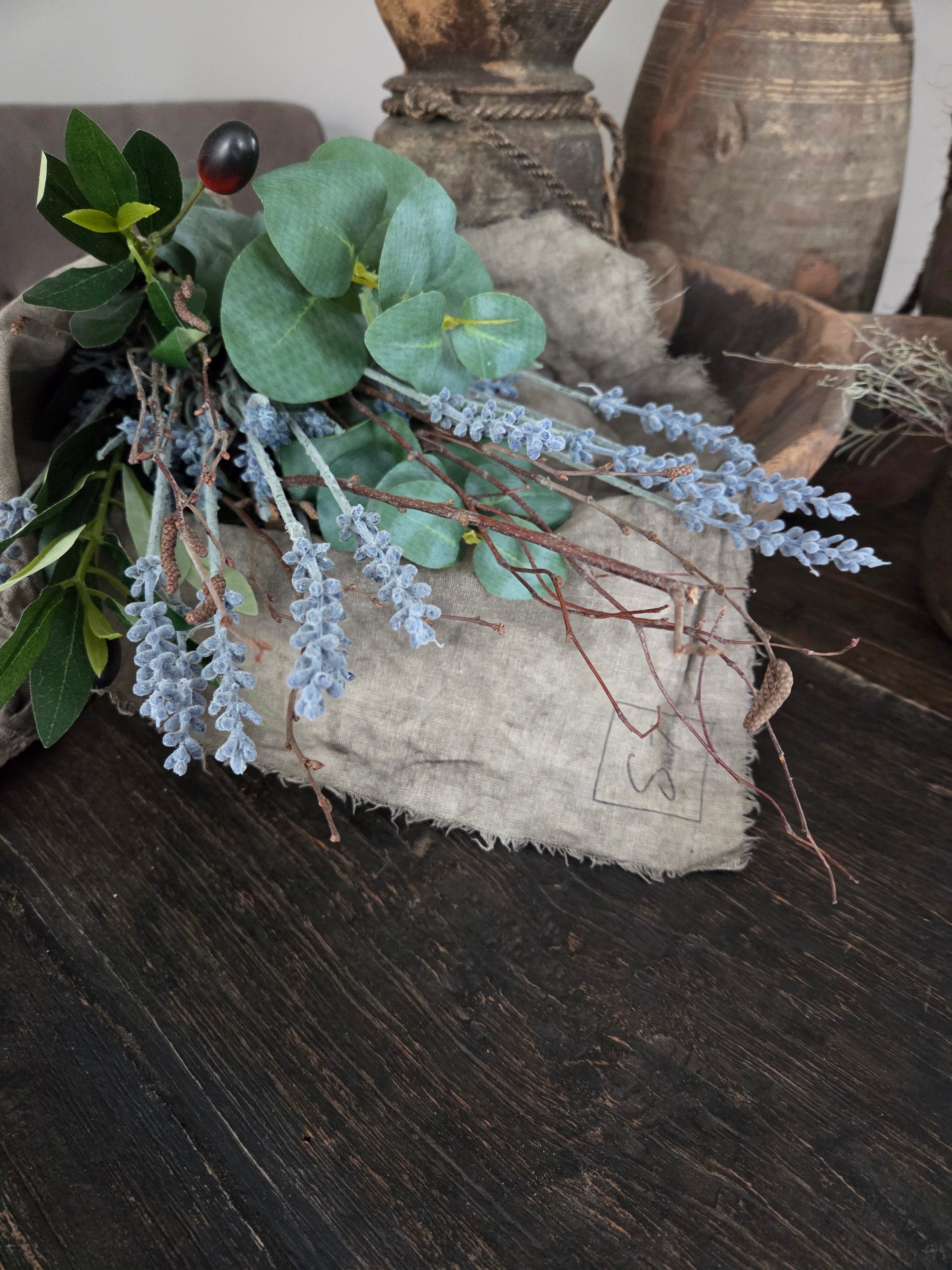 Toef met shabby doek lavendel