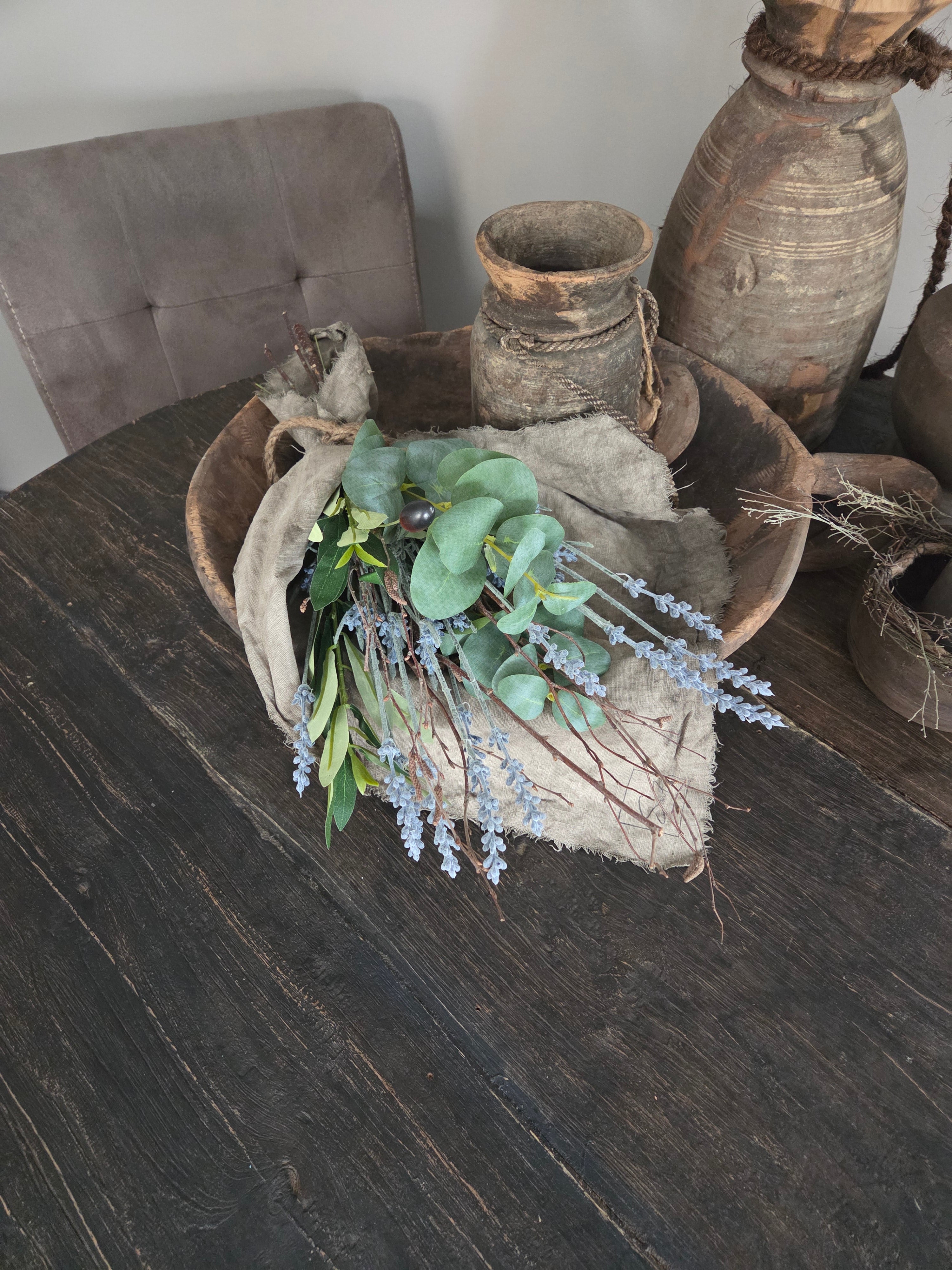Toef met shabby doek lavendel