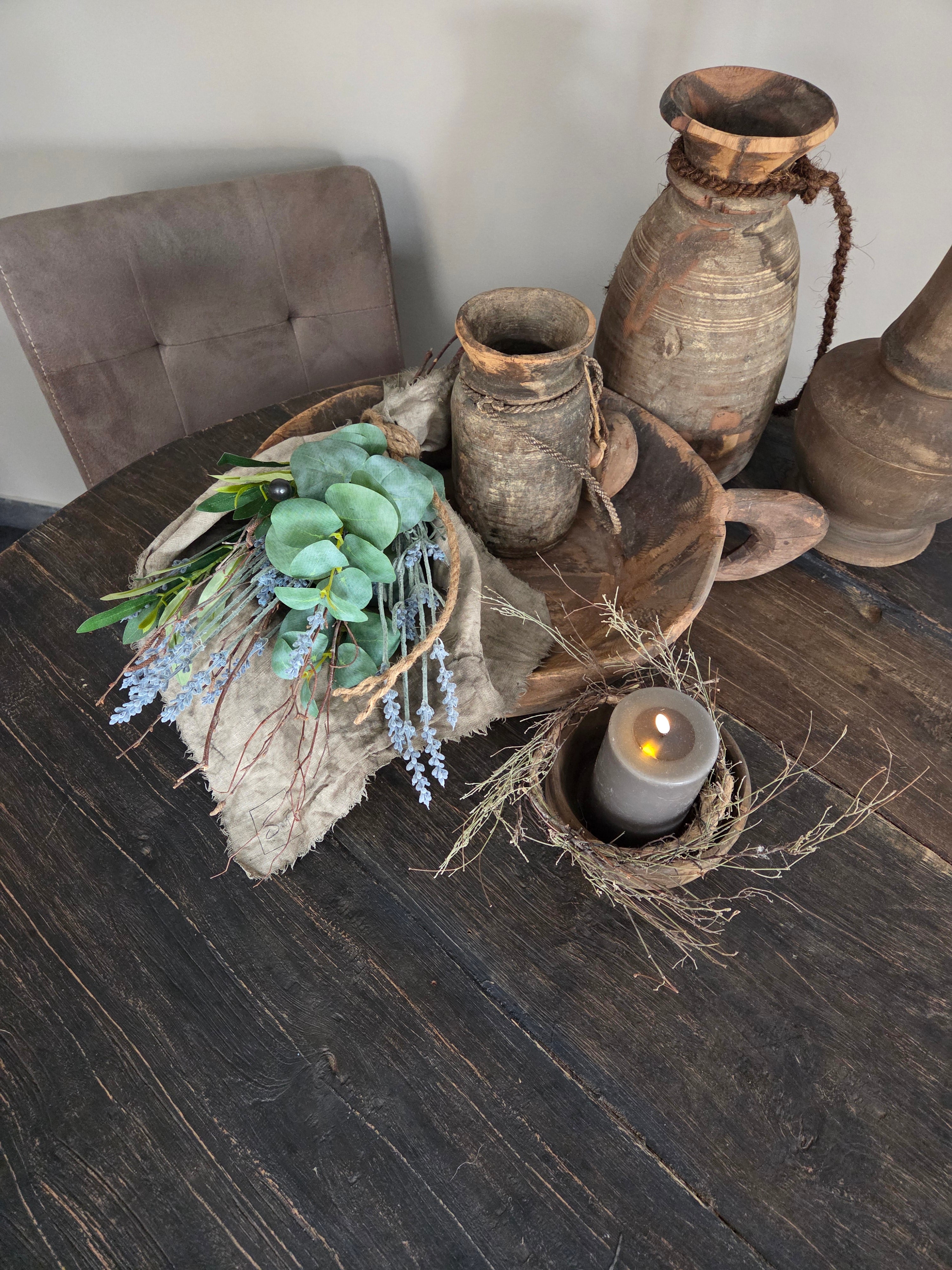 Toef met shabby doek lavendel