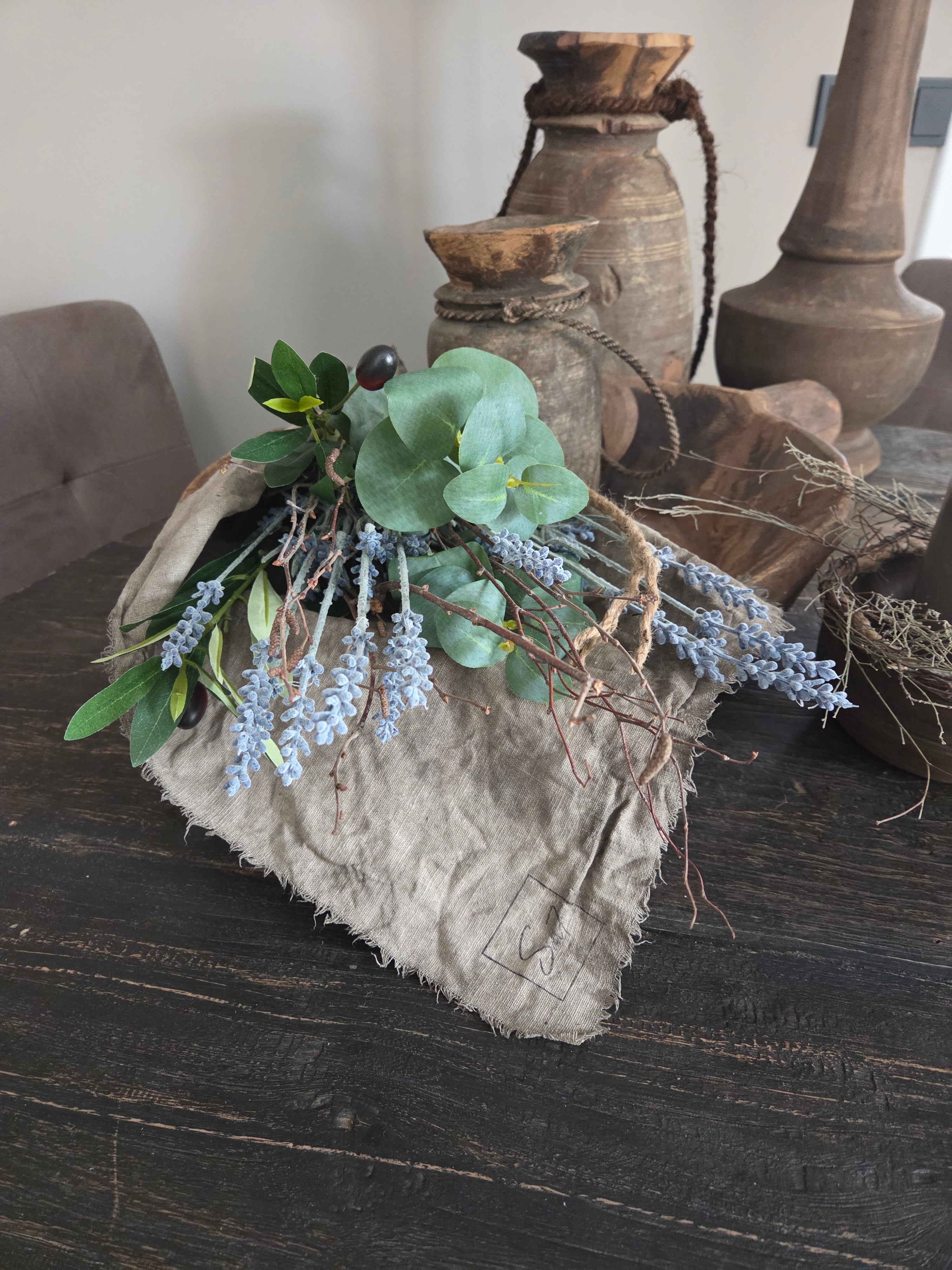 Toef met shabby doek lavendel