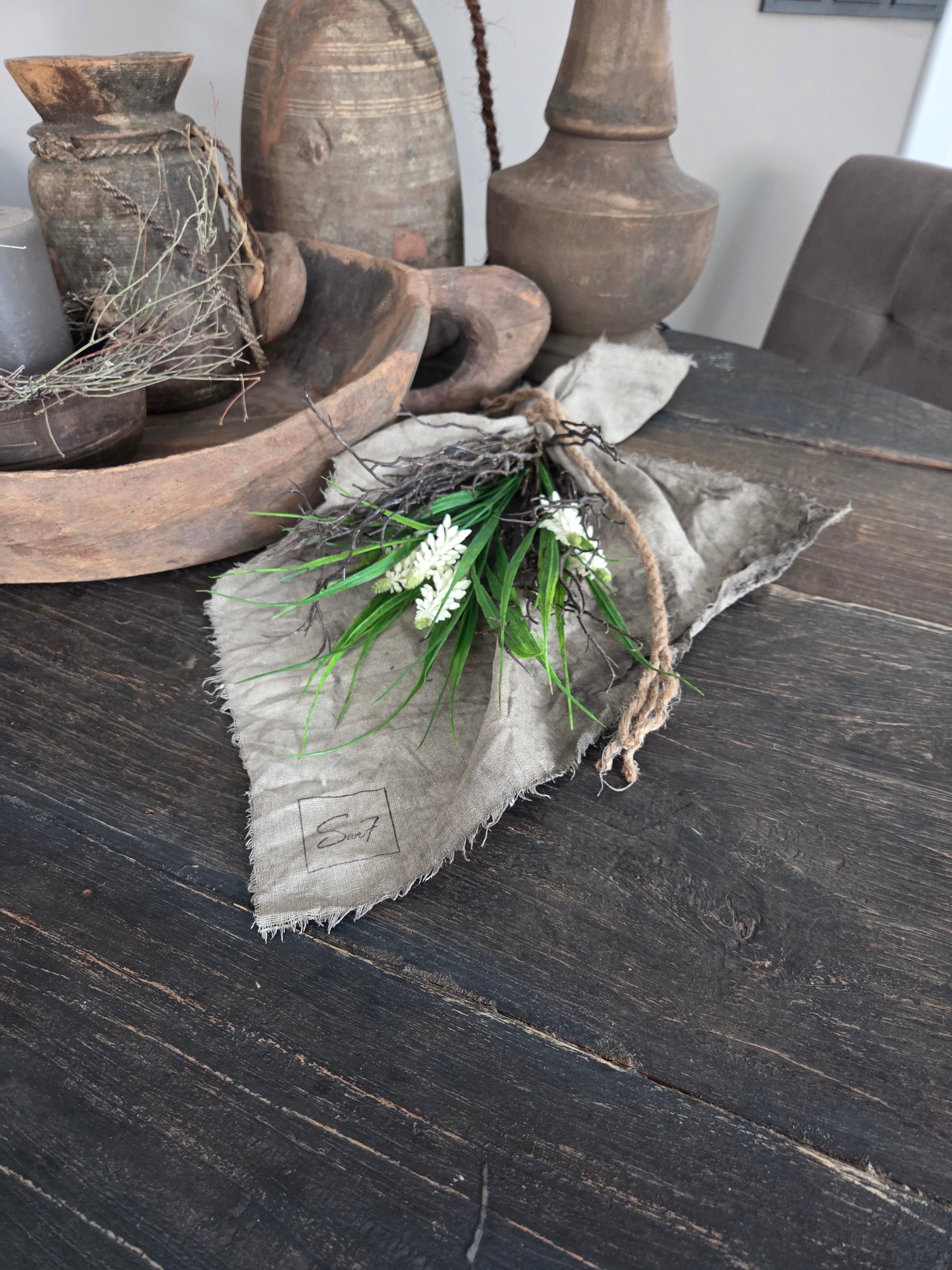 Toef met shabby doek muscari