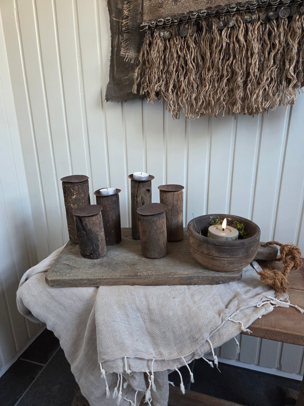 Set houten kandelaren