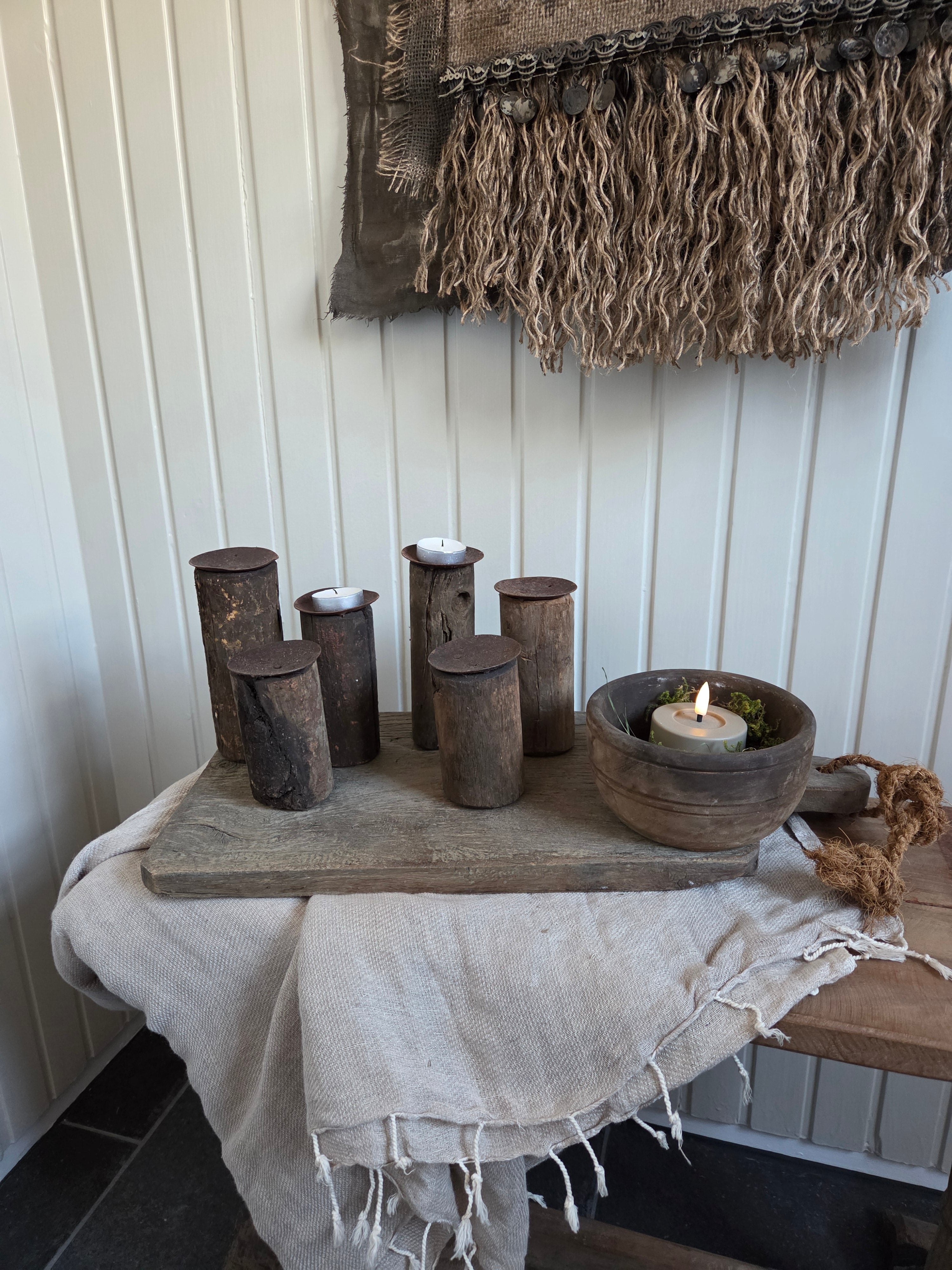 Set houten kandelaren