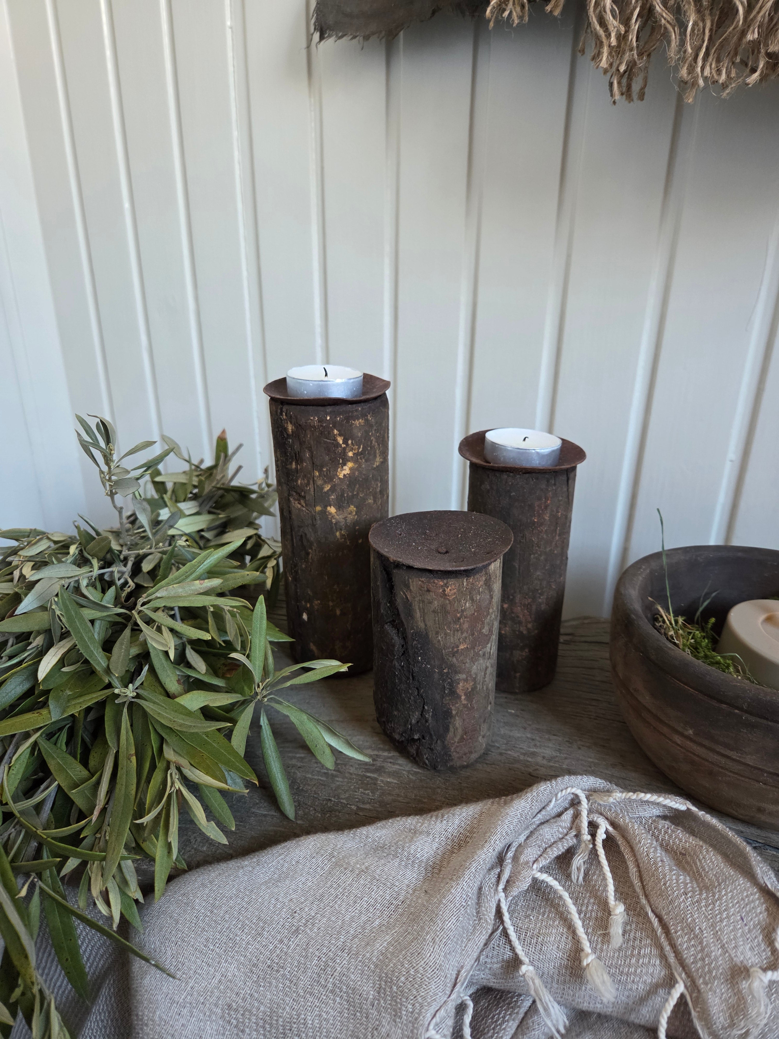 Set houten kandelaren