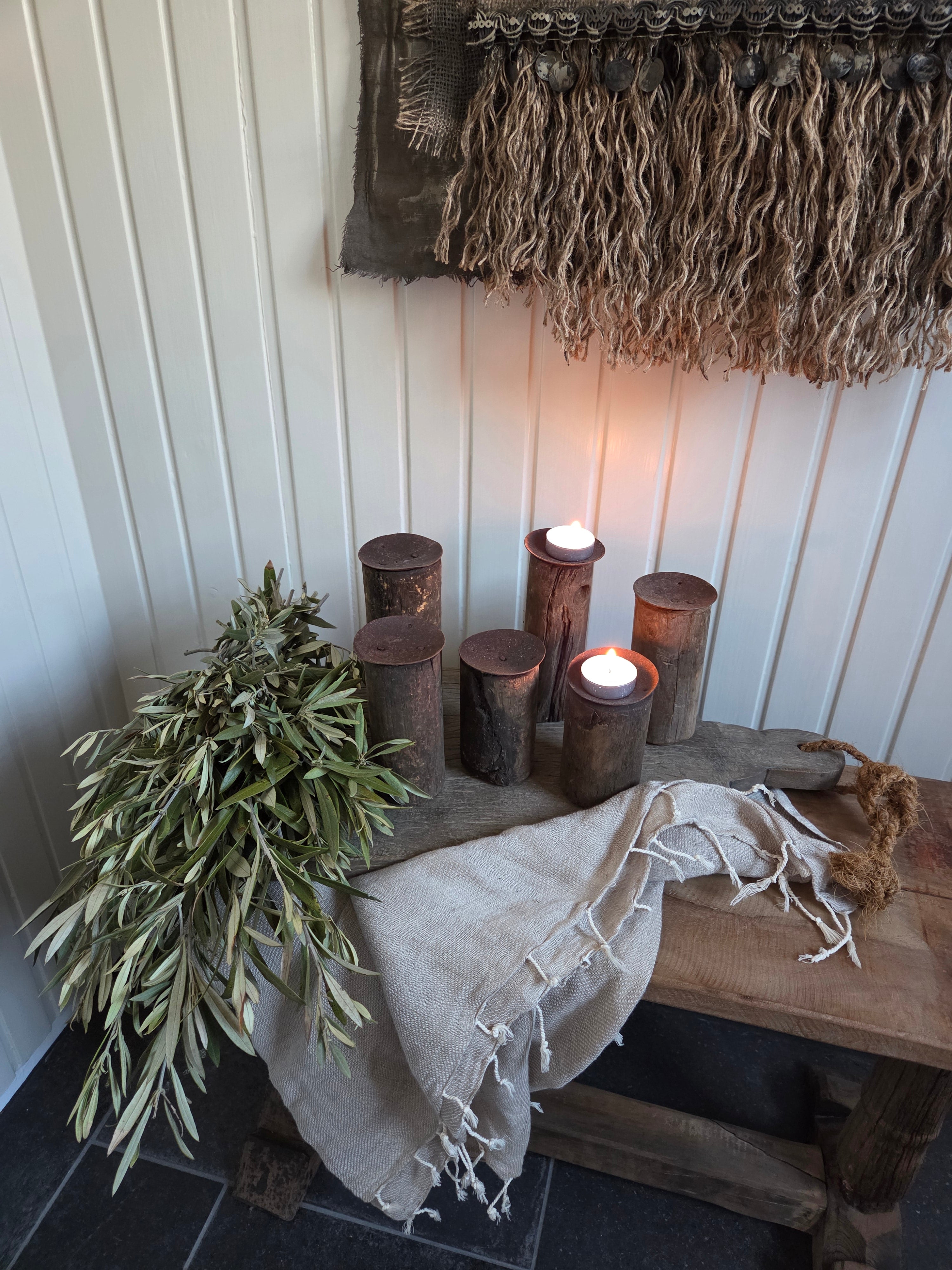 Set houten kandelaren