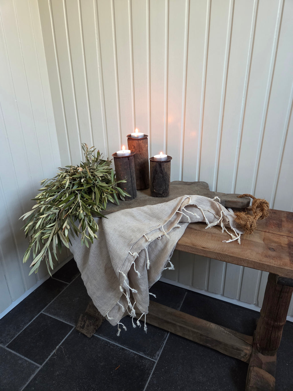 Set houten kandelaren