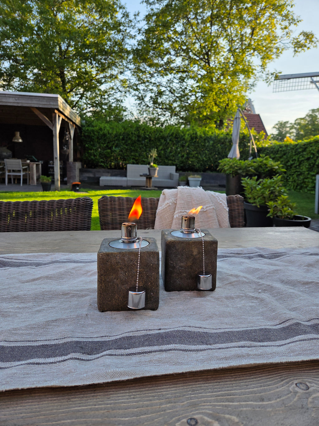 Set van 2, oliebrander vierkant klein