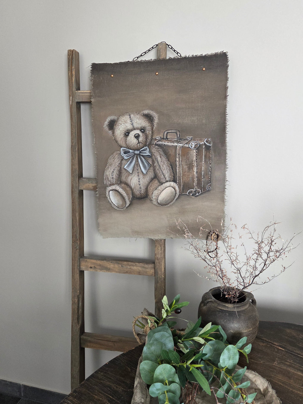 Wanddoek beer met strik 03