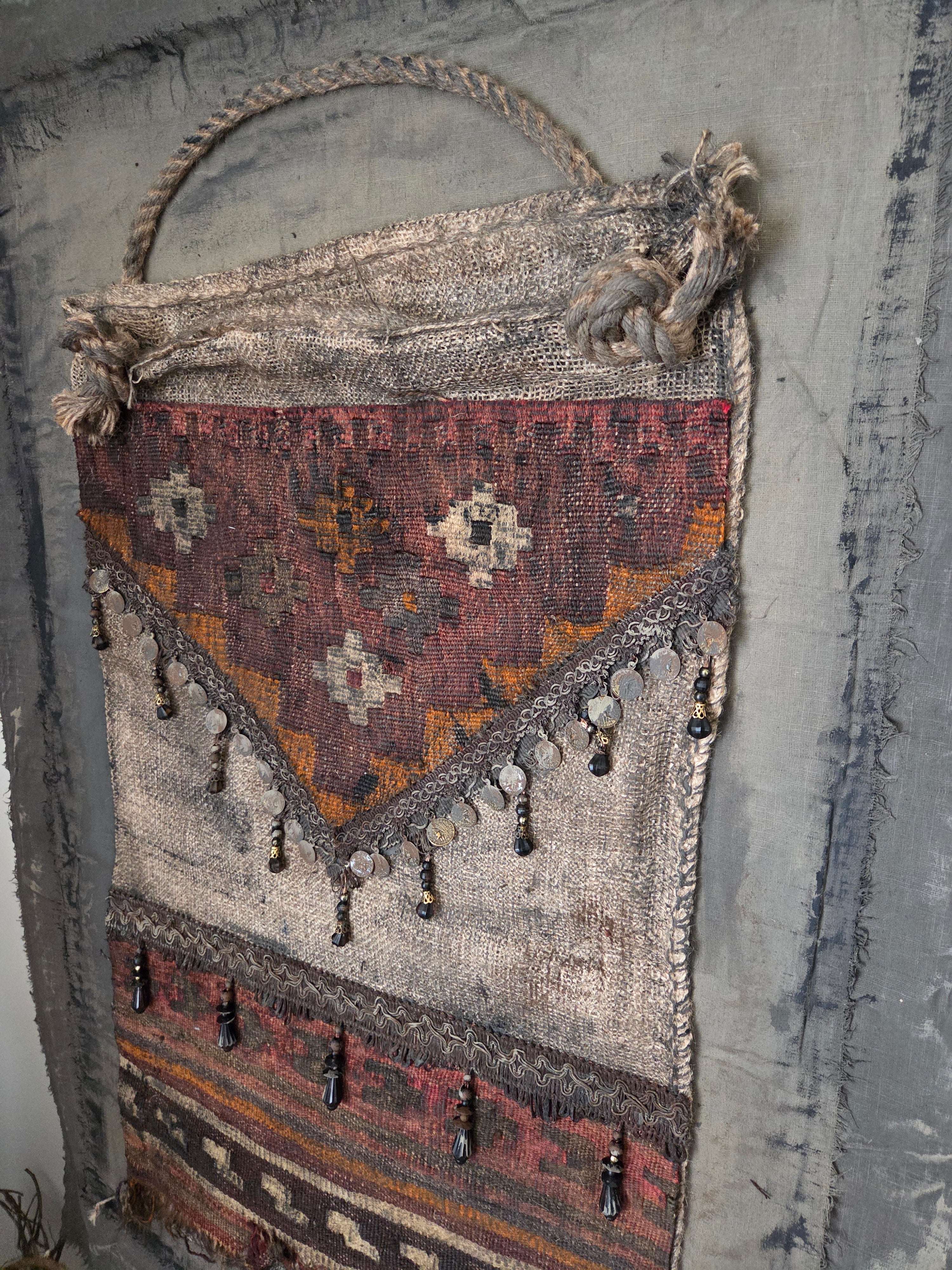 Wanddoek jute tas met kelim 07