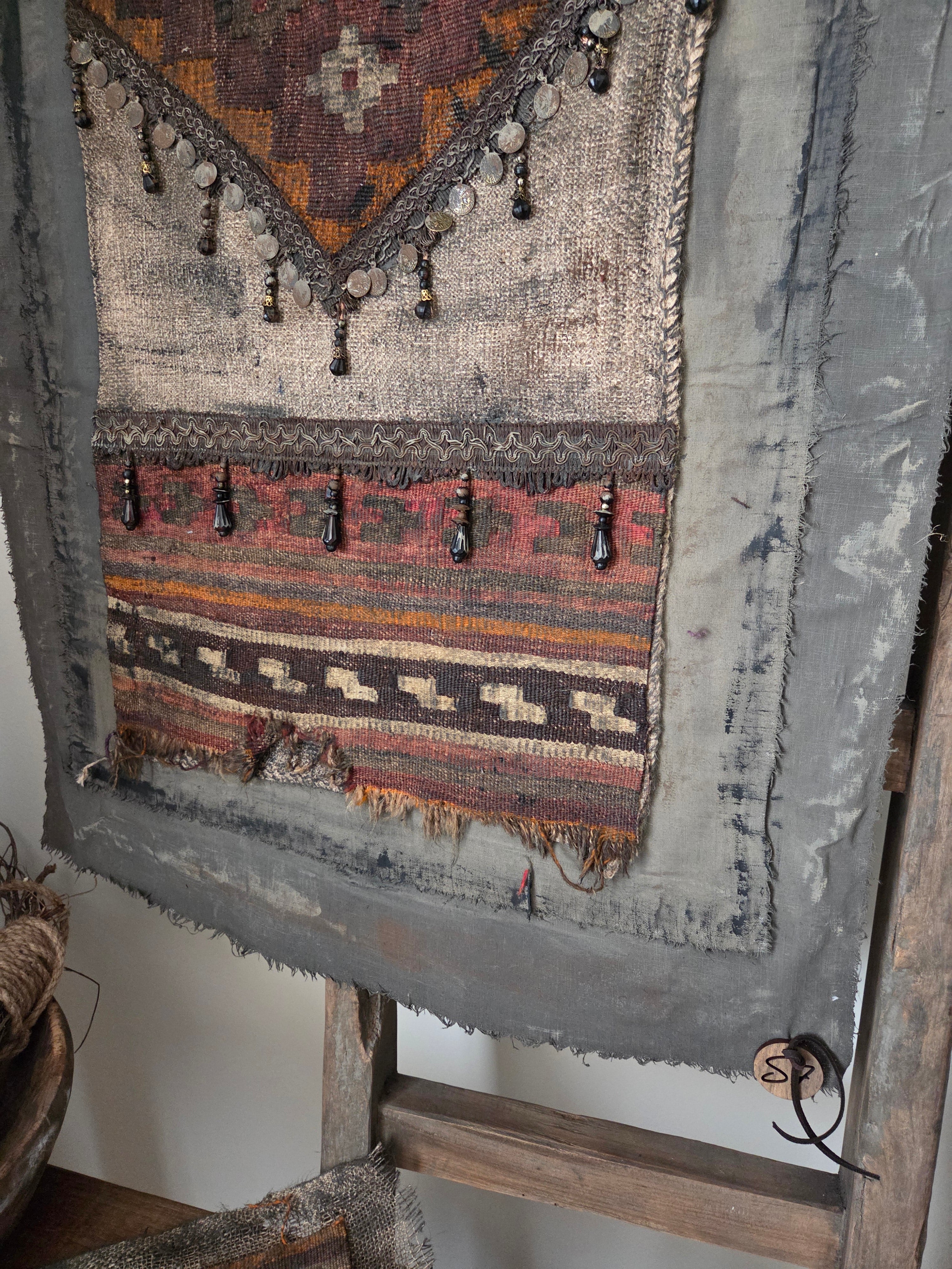 Wanddoek jute tas met kelim 07