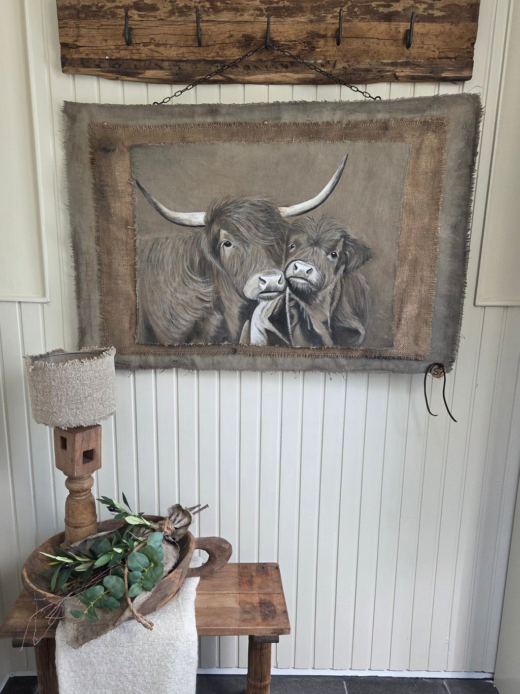 Wanddoek jute en hooglanders 09