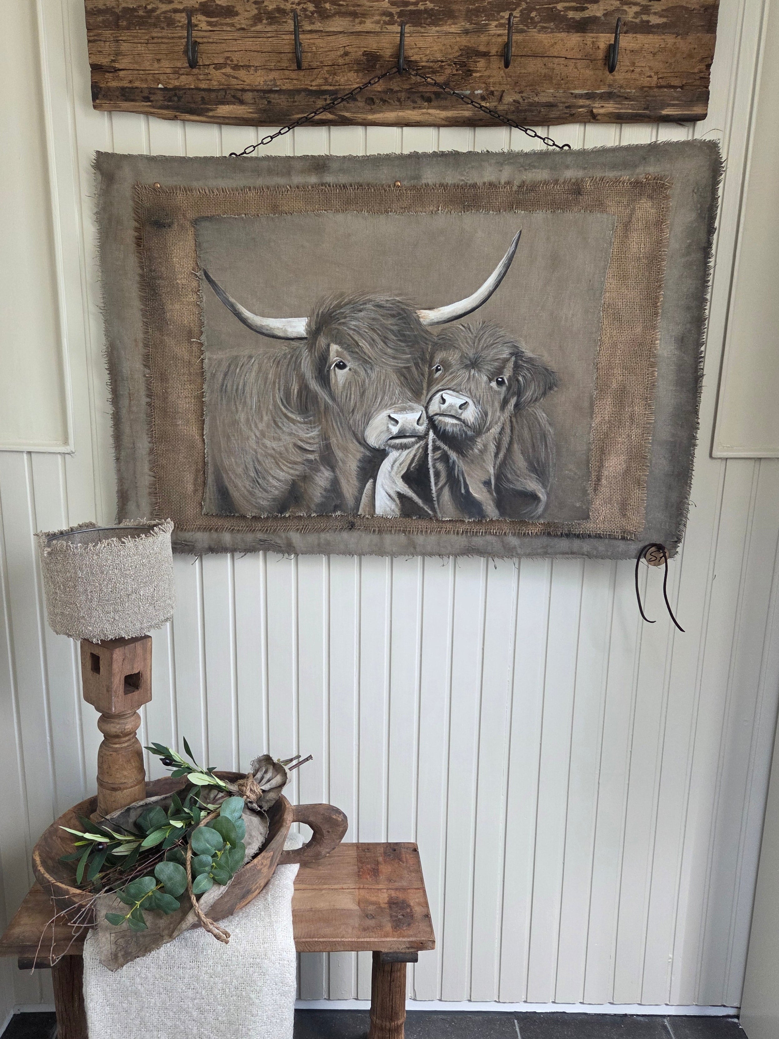 Wanddoek jute en hooglanders 09
