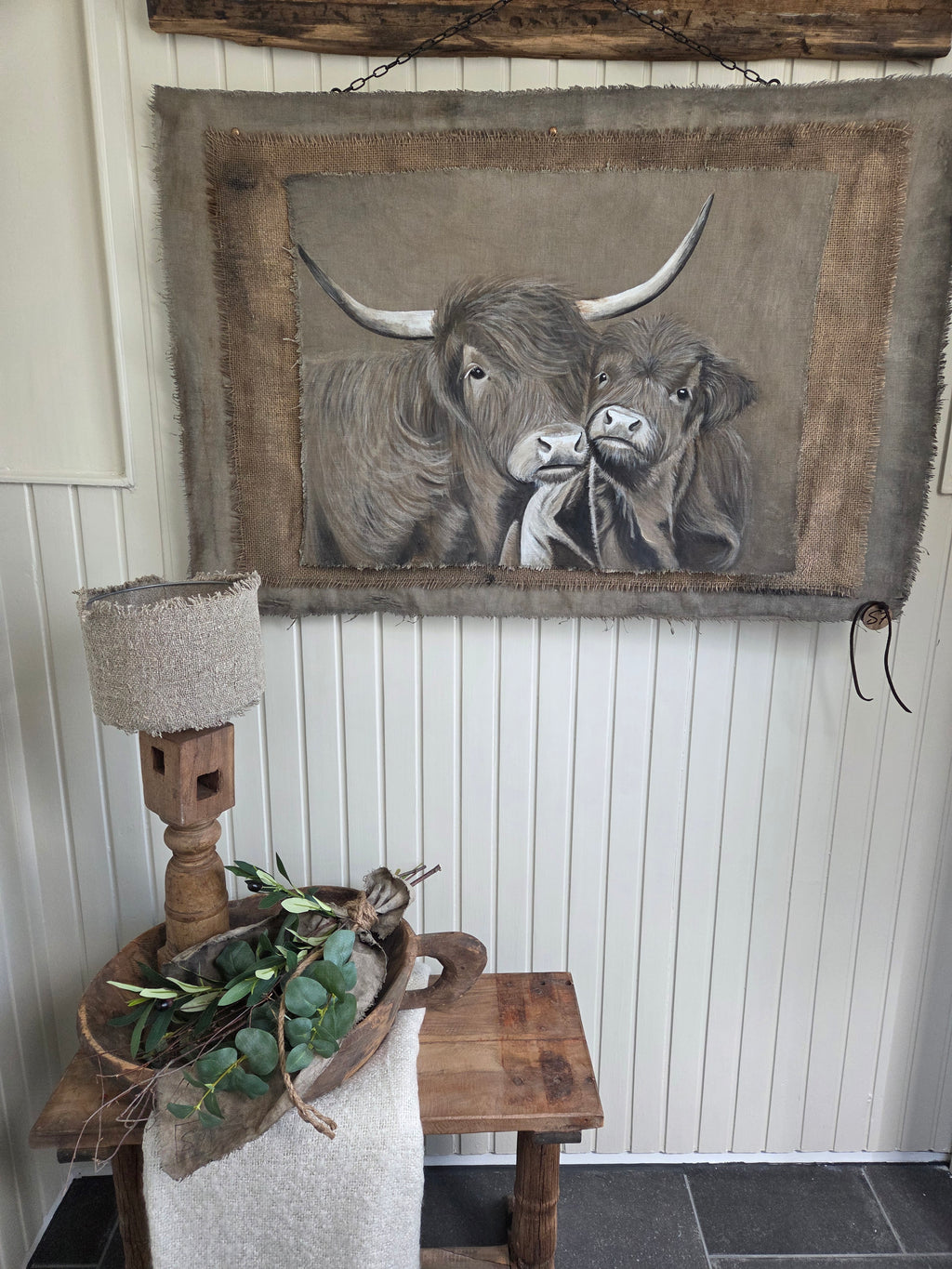 Wanddoek jute en hooglanders 09