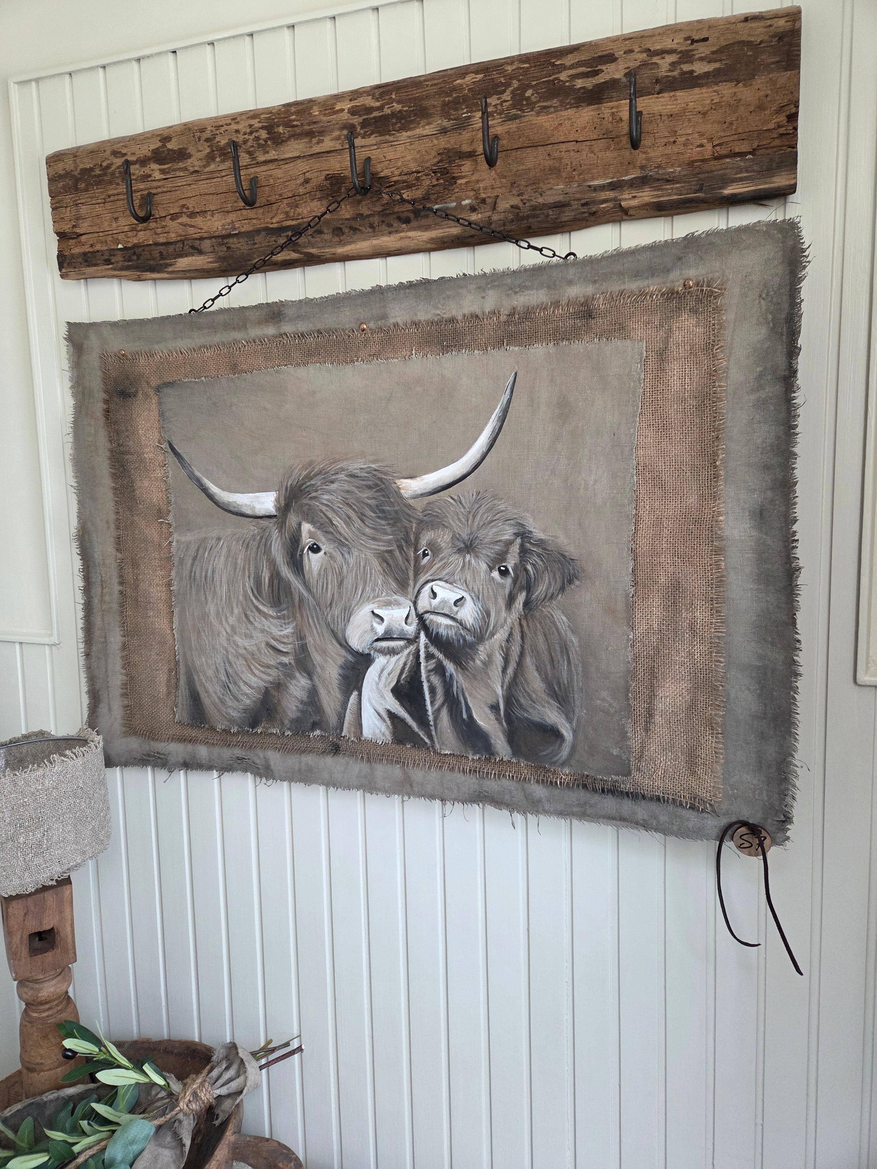 Wanddoek jute en hooglanders 09